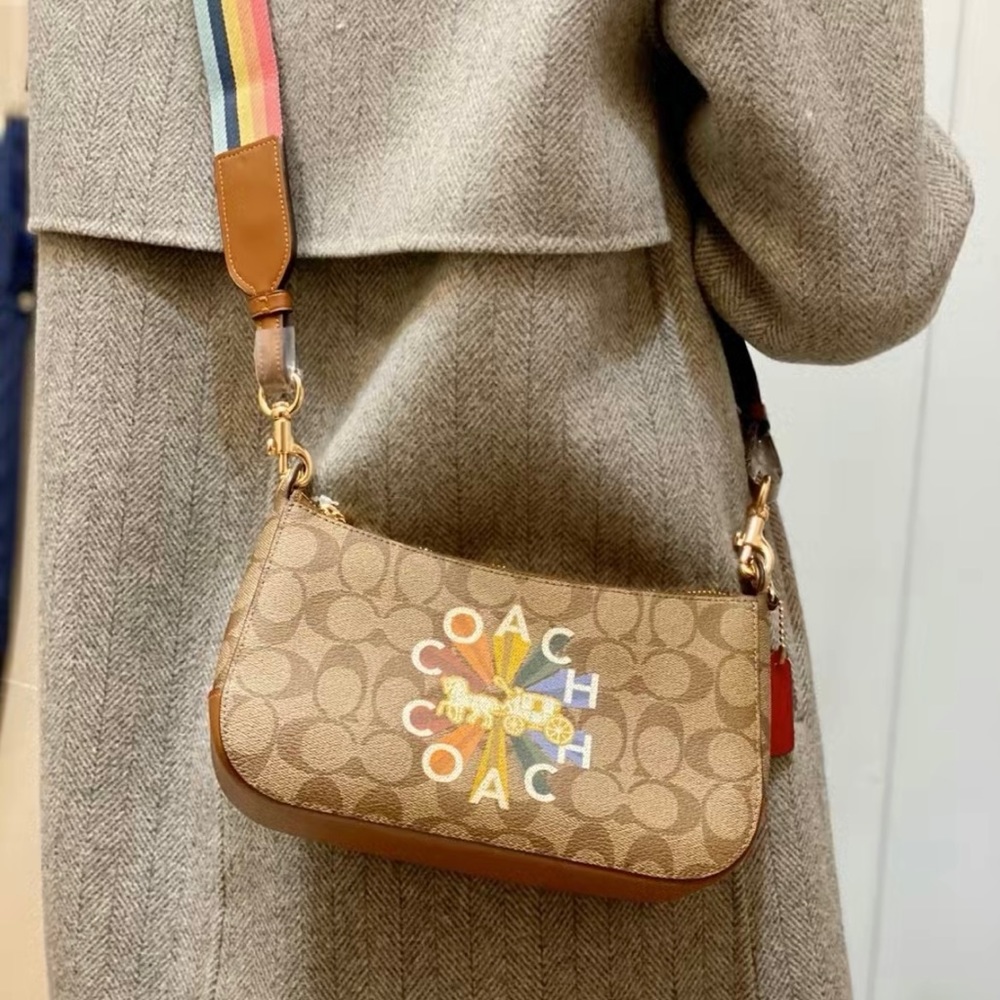 Coach C6817 Jes Baguette Crossbody bag Signature Canvas Radial Rainbow